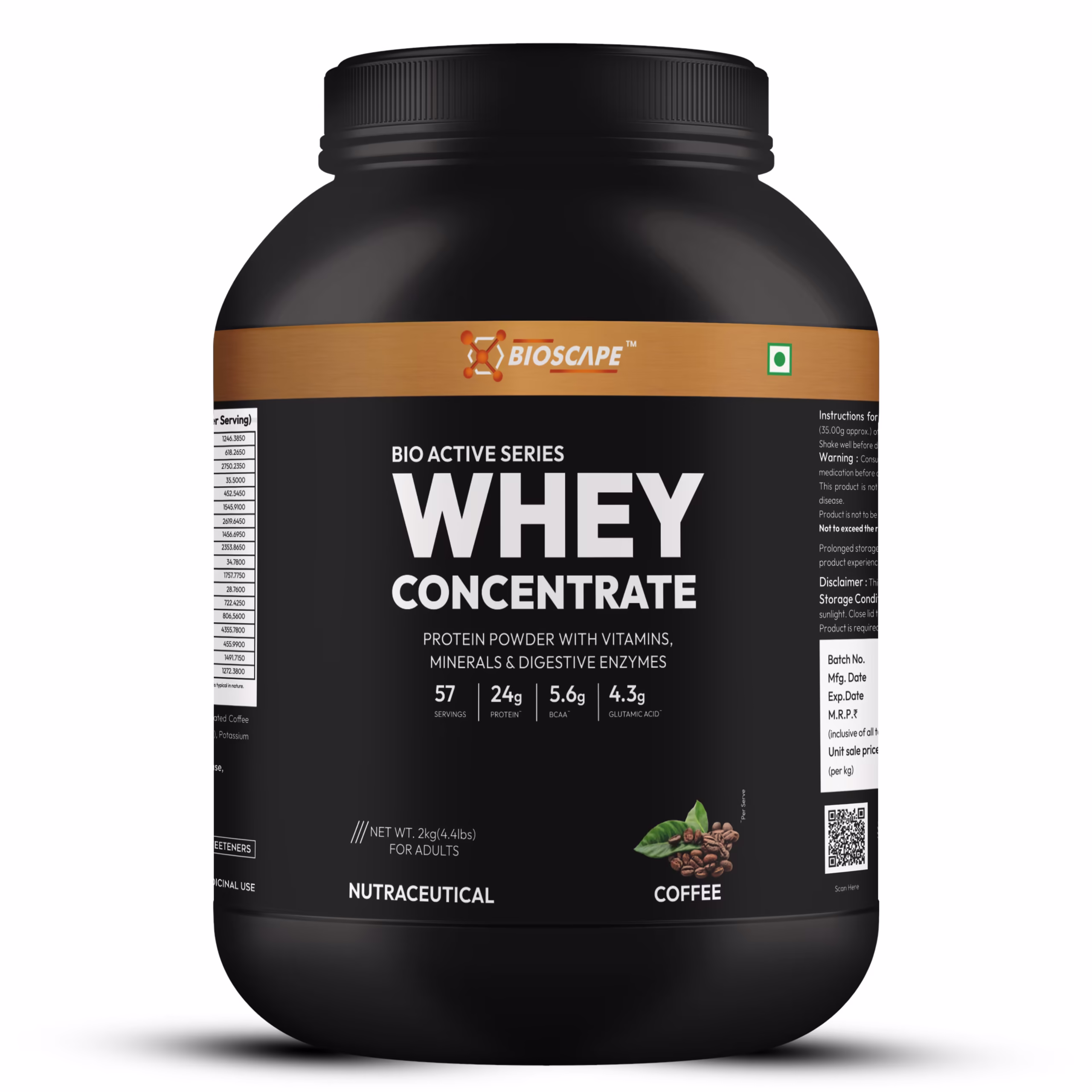 BIOSCAPE Whey Protein Concentrate 2KG – COFFEE