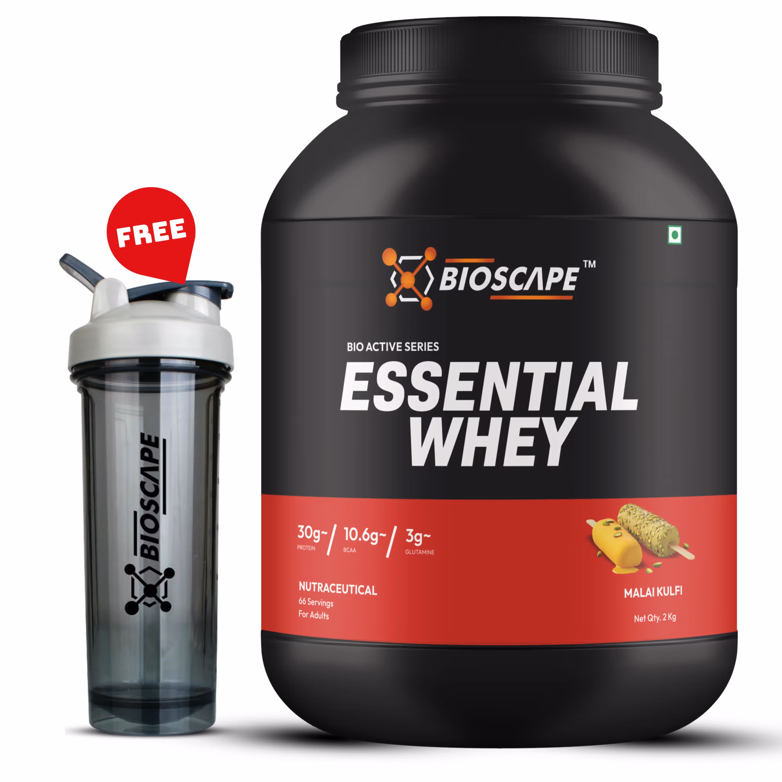 Bioscape Essential Whey Protein 2kg – Malai Kulfi Flavour