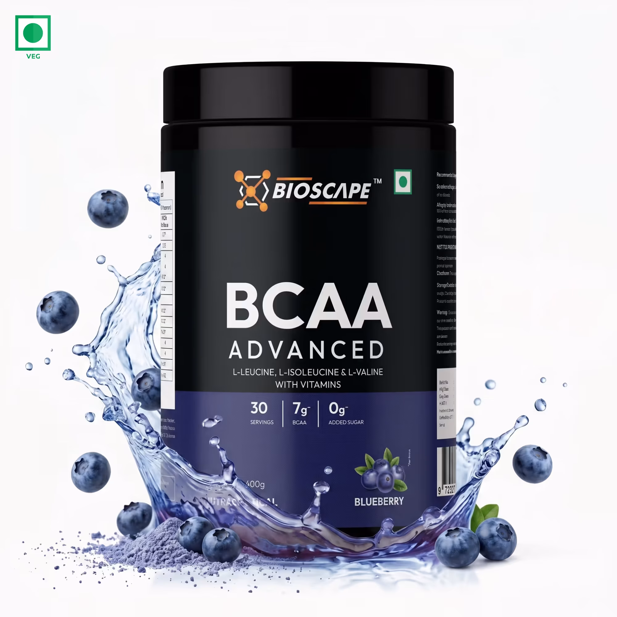BIOSCAPE BCAA Advanced Blueberry 400g – 7g BCAA with Glutamine, Citrulline & Vitamin B6