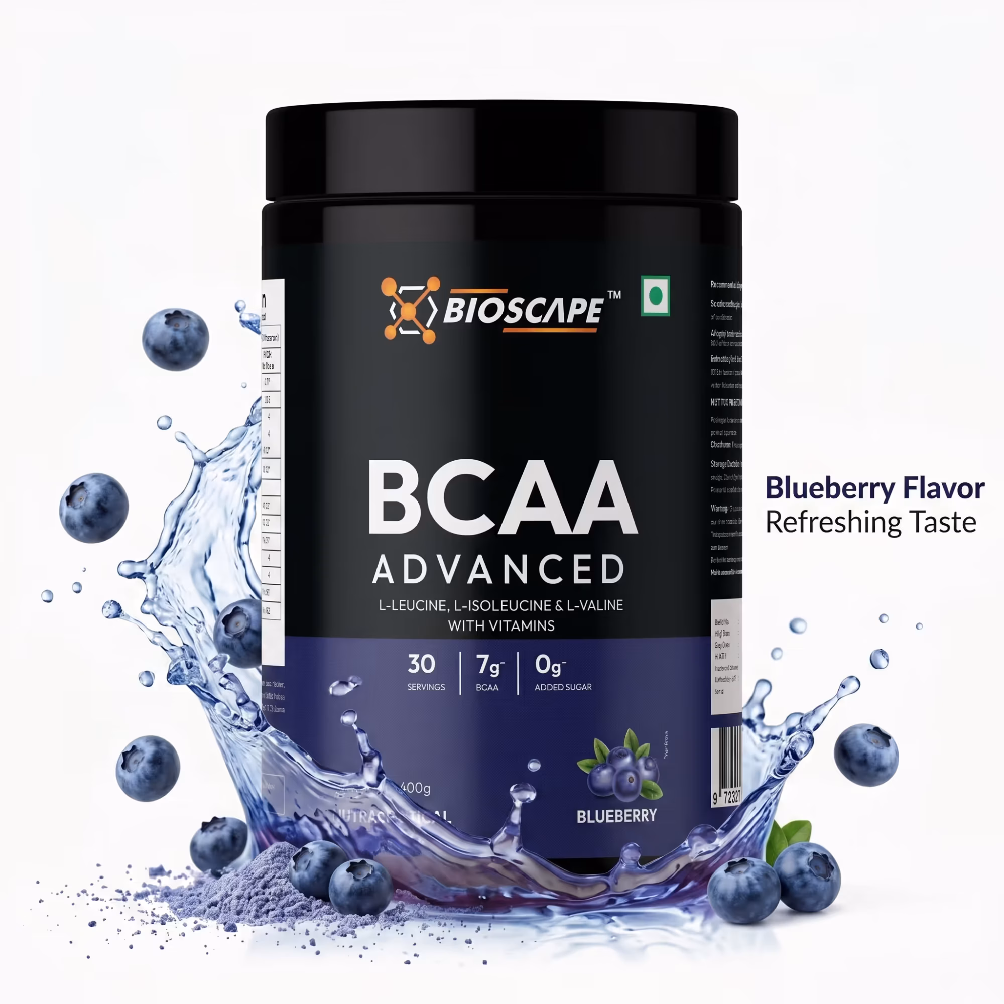 BIOSCAPE BCAA Advanced Blueberry 400g – 7g BCAA with Glutamine, Citrulline & Vitamin B6
