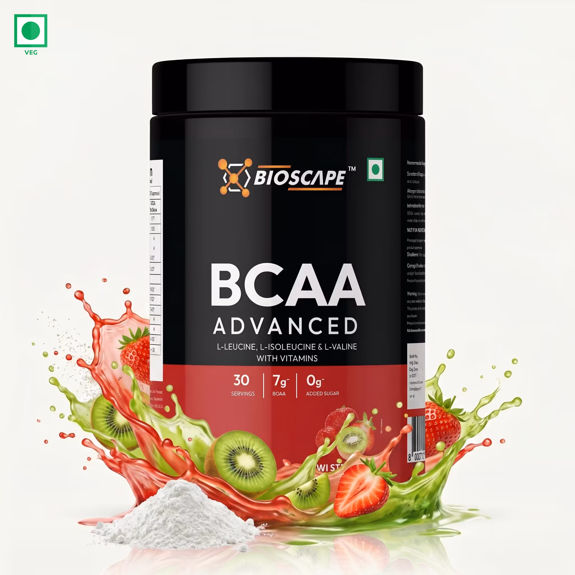 BIOSCAPE BCAA Advanced Kiwi Strawberry 400g – 7g BCAA with Glutamine, Citrulline & Vitamin B6