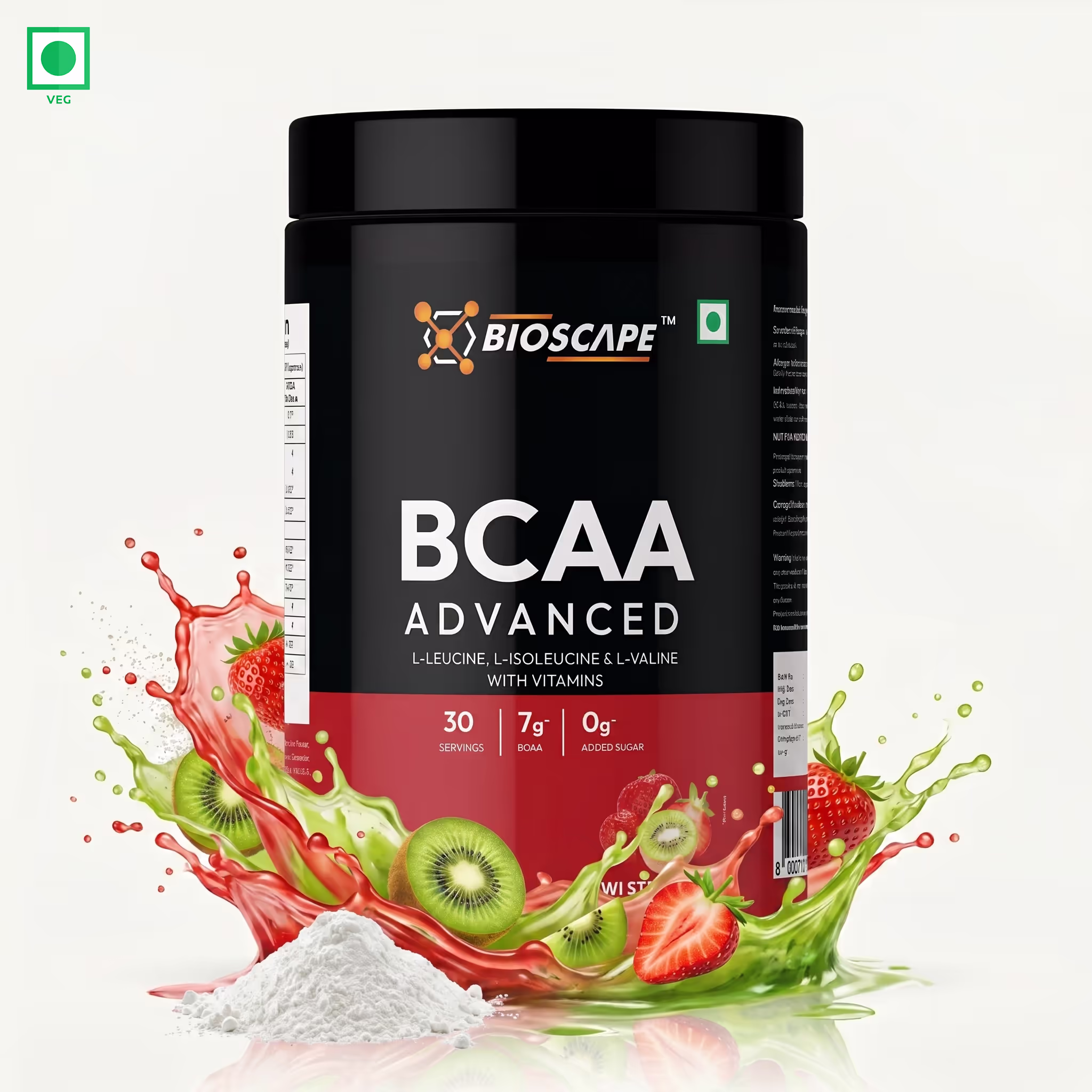 BIOSCAPE BCAA Advanced Kiwi Strawberry 400g – 7g BCAA with Glutamine, Citrulline & Vitamin B6