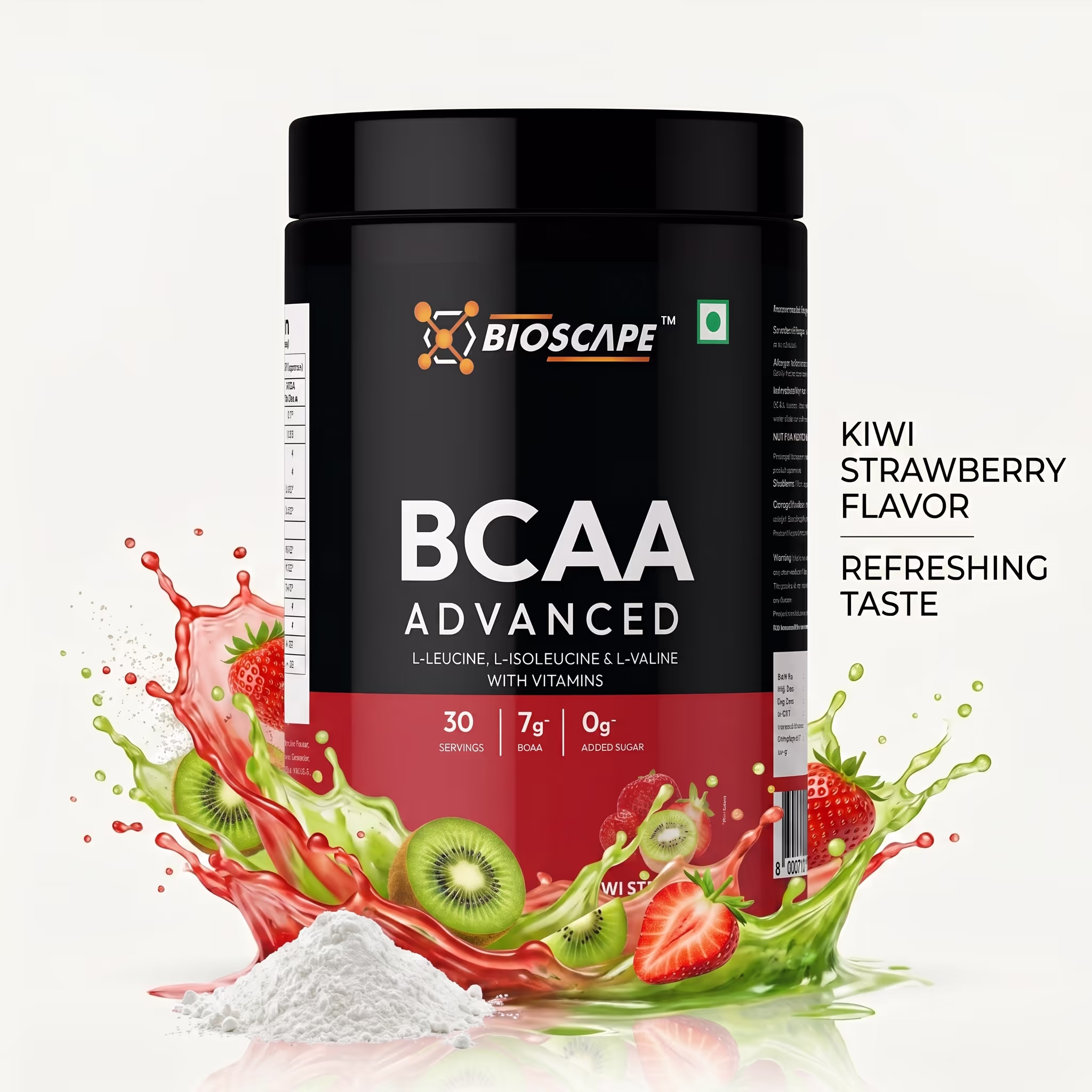 BIOSCAPE BCAA Advanced Kiwi Strawberry 400g – 7g BCAA with Glutamine, Citrulline & Vitamin B6 - Image 6