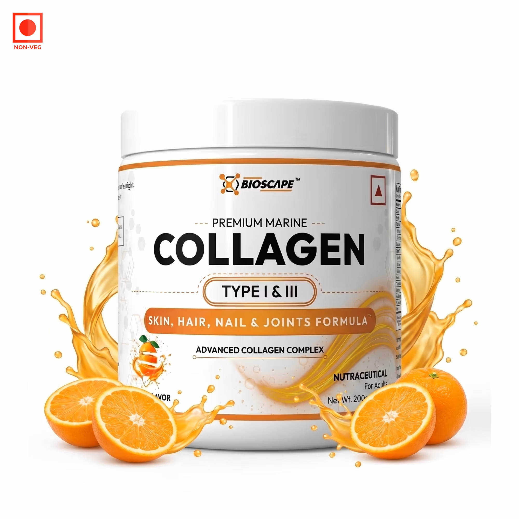 BIOSCAPE Premium Marine Collagen Type I & III Orange Flavor 200g