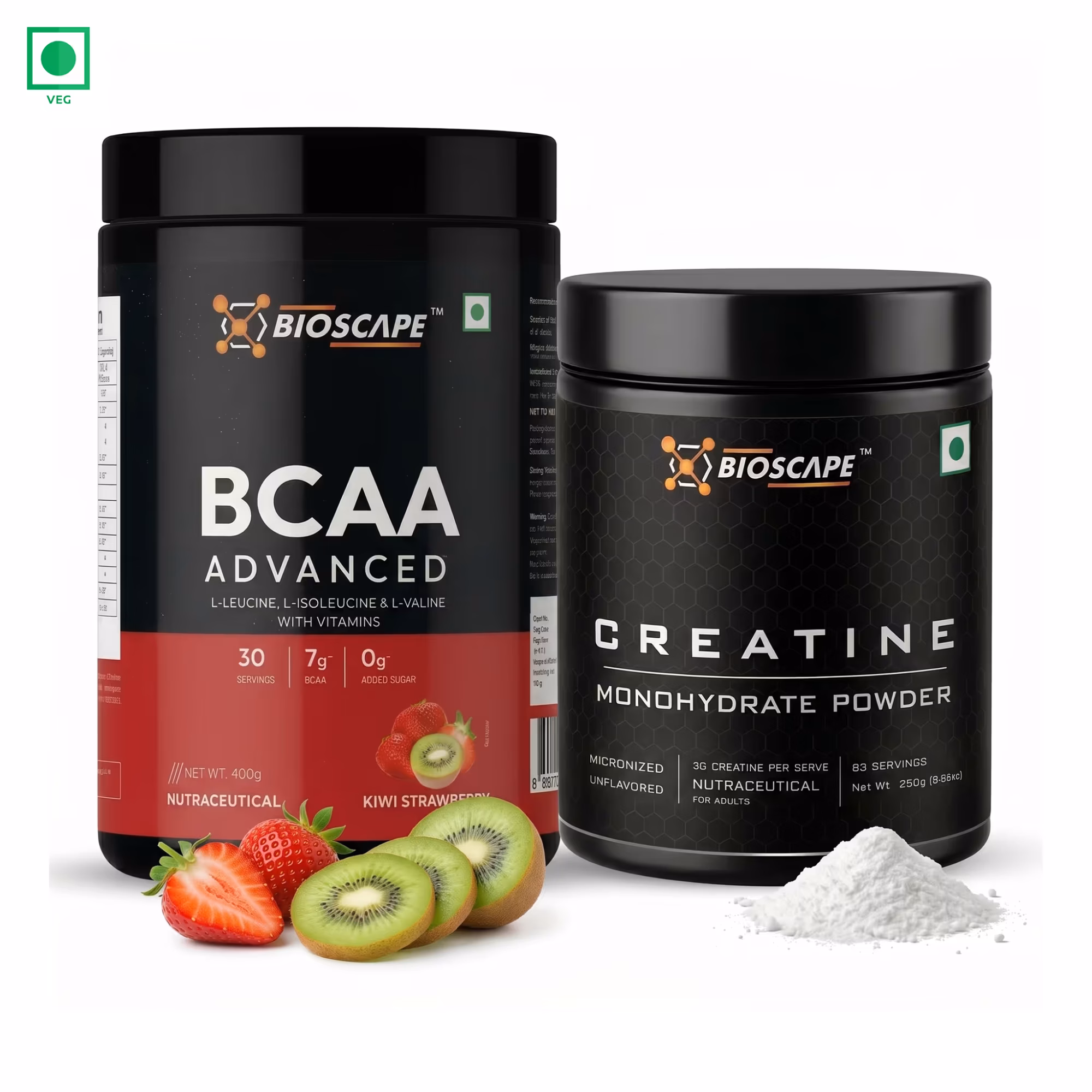 BIOSCAPE BCAA Kiwi Strawberry + Creatine Combo – 2 Products Pack
