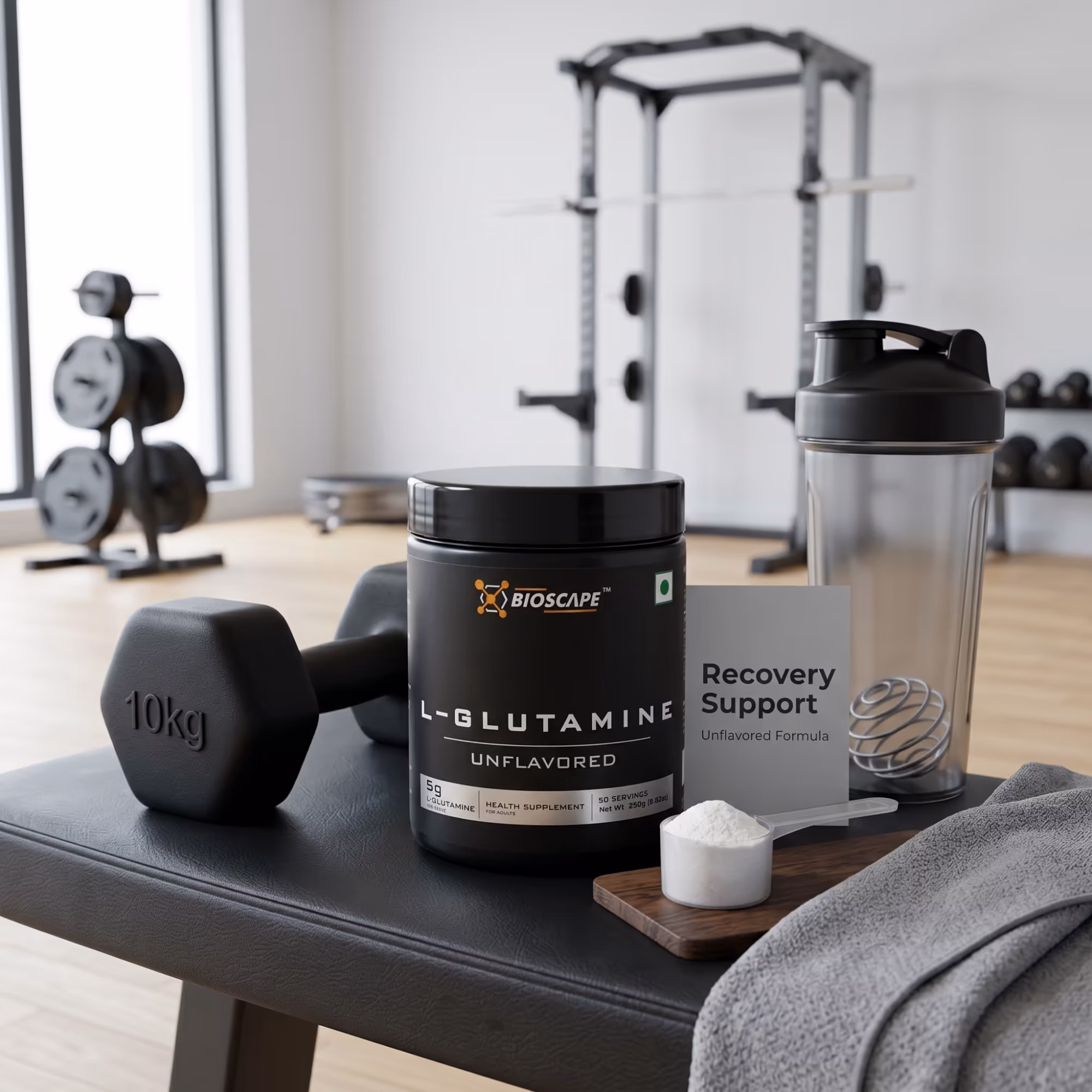 BIOSCAPE Glutamine 250g – Unflavoured L-Glutamine Powder