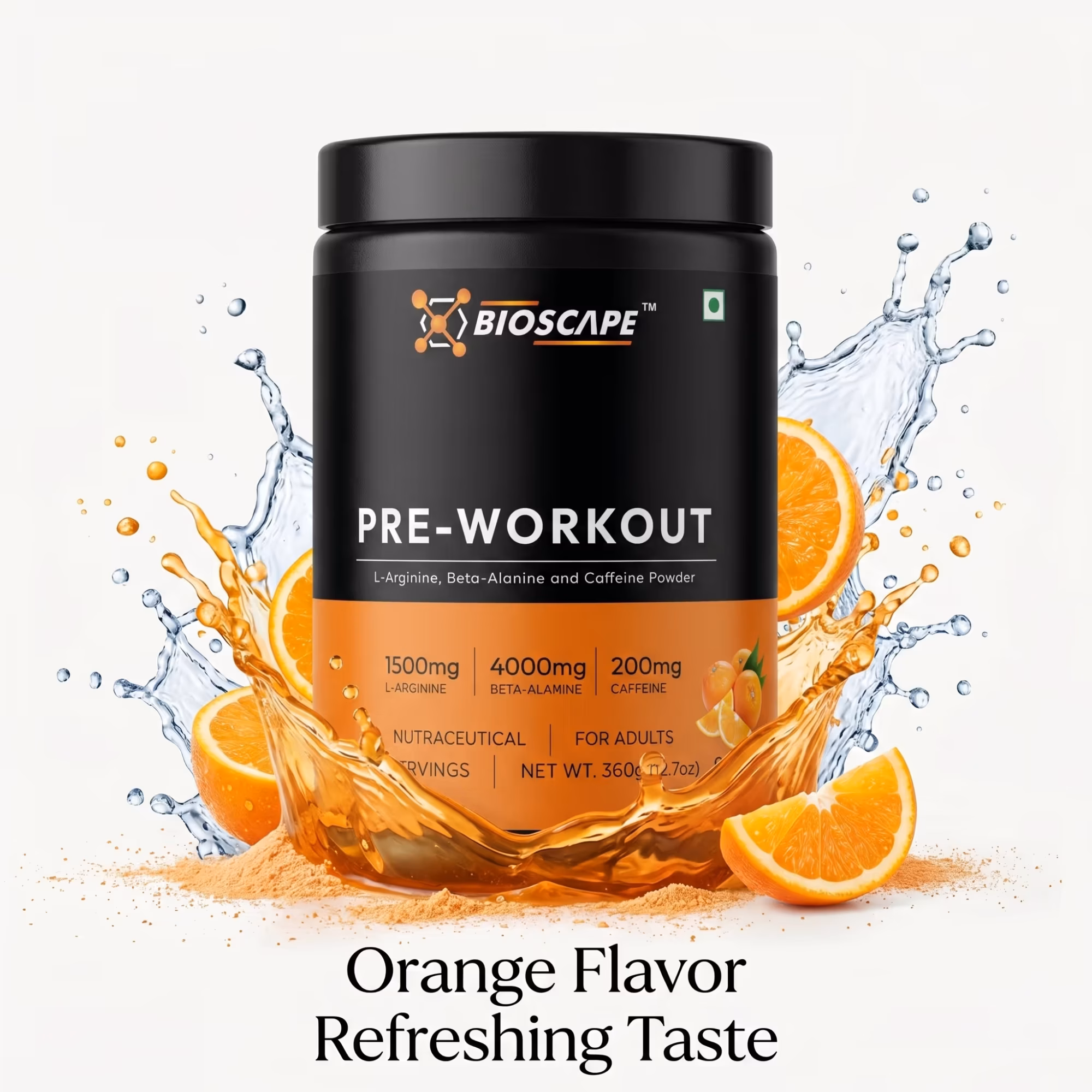 BIOSCAPE Pre-Workout Orange 360g – Beta-Alanine, L-Arginine & Caffeine